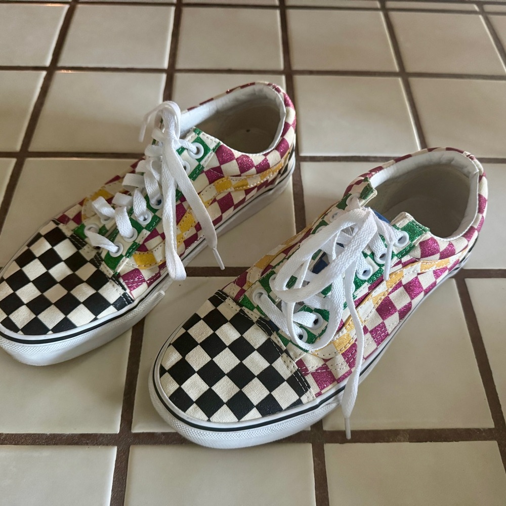Vans Black and Pink Sneakers with Asymmetrical Design